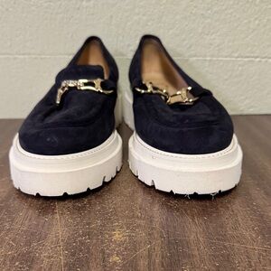 Women's Black Loafers with Gold Accent Italian Casadli